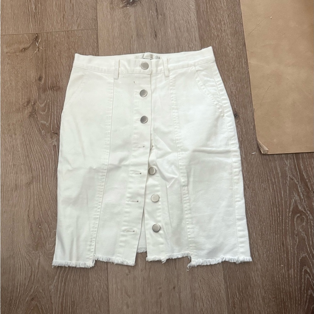 JOA White denim skirt button down XS